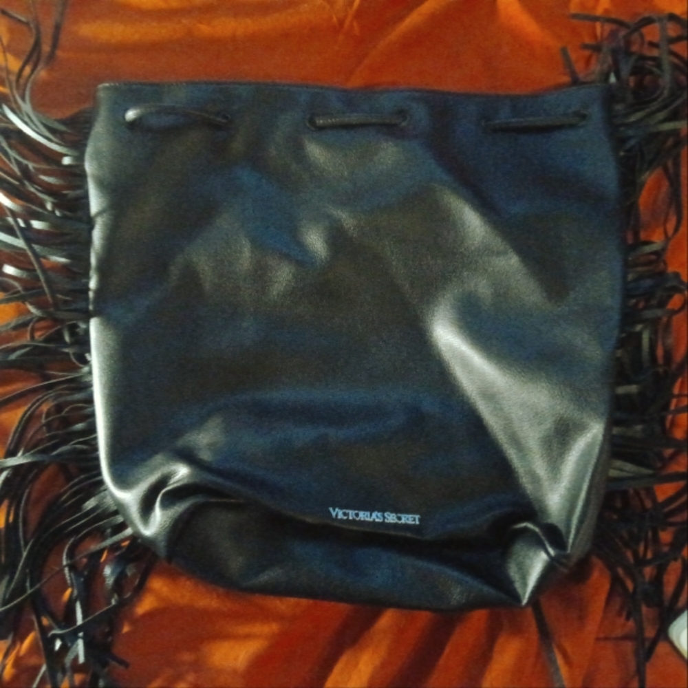 Victoria's secret leather Fringe drawstring backpack